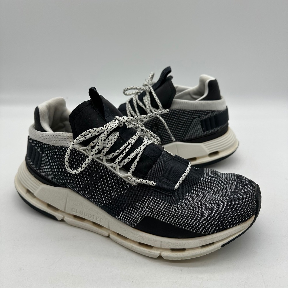 On Running 26.99677 Womens Size 9.5 Black White Cloudnova Sneaker Athletic Shoes
